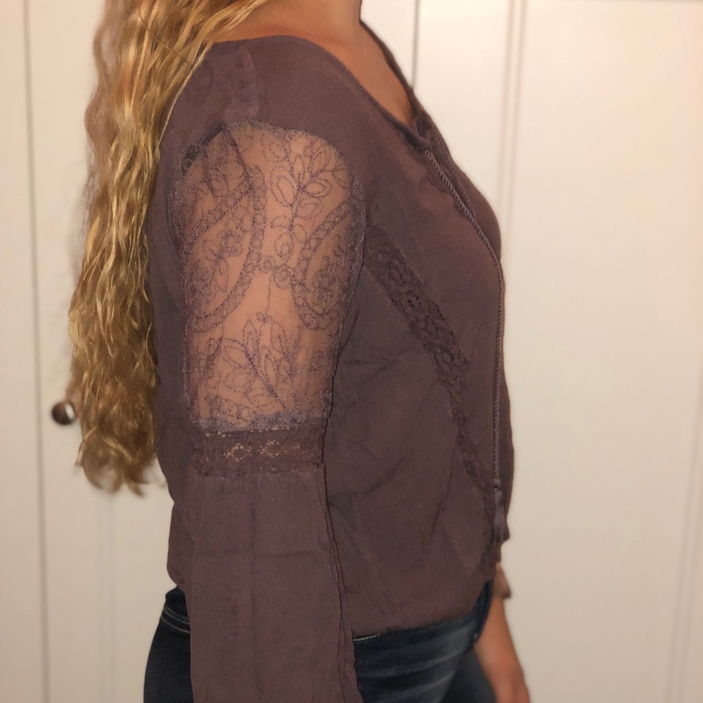 🦋4/$20 American Eagle vneck tie longsleeve blouse - Picture 3 of 7